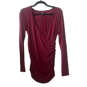 allegrace maroon y2k v neck tunic shirt